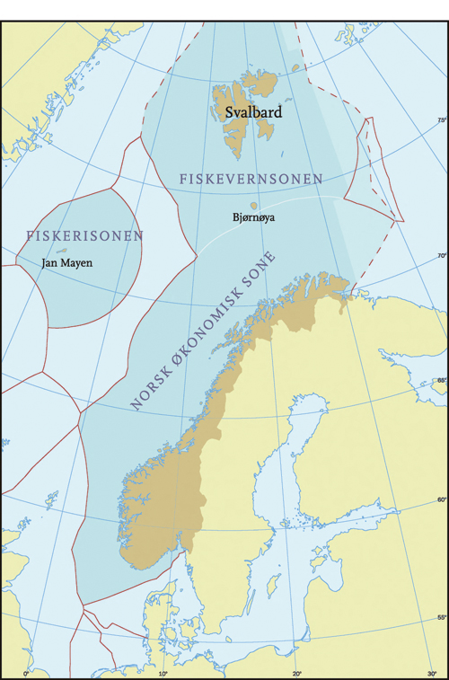 Figur 3.1 Norske 200-milssoner etablert i tråd med gjeldende
 havrett