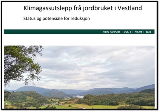 Nibio sin rapport om potensiale for reduksjon av klimagassar frå jordbruket i Vestland.