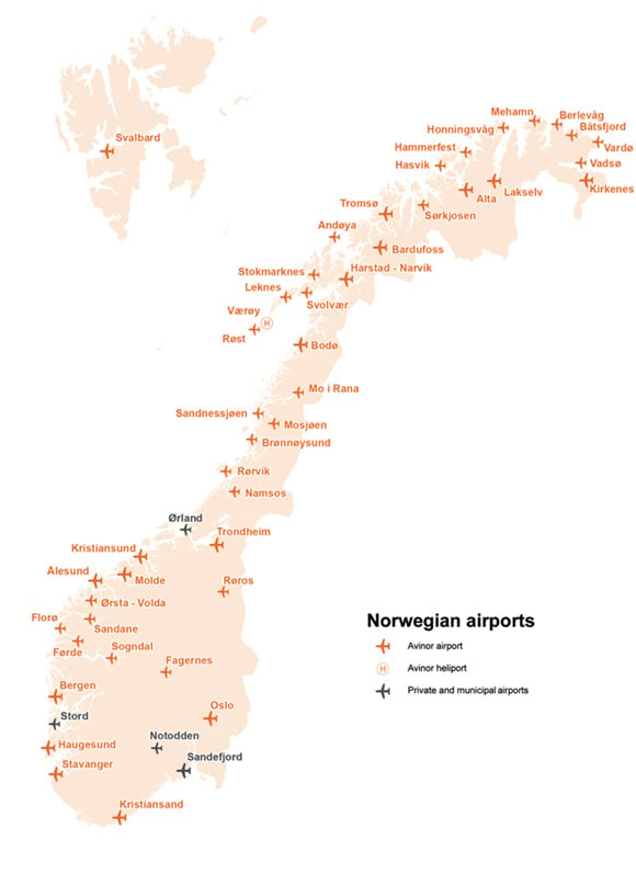 Figure 7.1 Norwegian airports