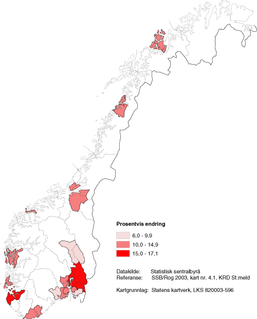 Figur 1.2 Storby- og byregioner – Befolkningsprognose, alternativ MMMM. 2020