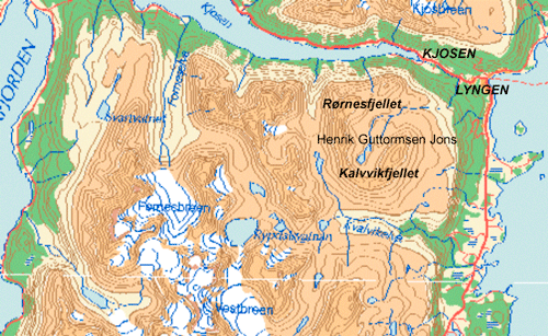 Figur 3.6 Henrik Guttormsen är svensk östlapp och har
 sommarbeten på Kvalvikfjellet. Se karta nedan: