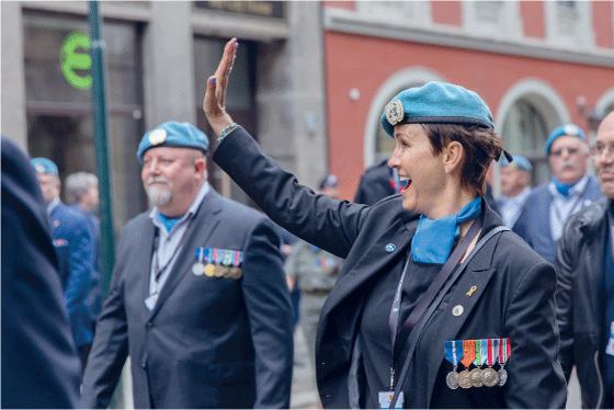 Figur 6.5 Parade under Norsk Militær Tattoo 2018 med veteraner under UNIFIL-jubileet 20. april 2018. 
