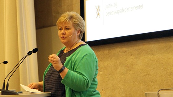 Prime Minister Erna Solberg during her presentation of the action plan