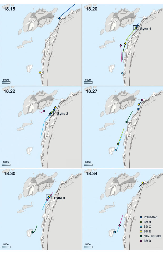 Figur 7.25 Beredskapstroppens (BT) forflytning fra oppmøtestedet til Utøya.