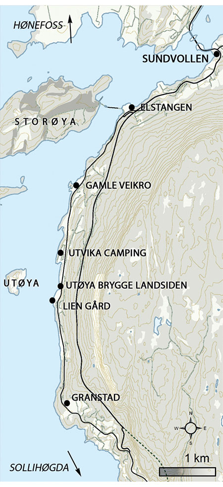 Figur 9.4 Kart over Utøya-området.