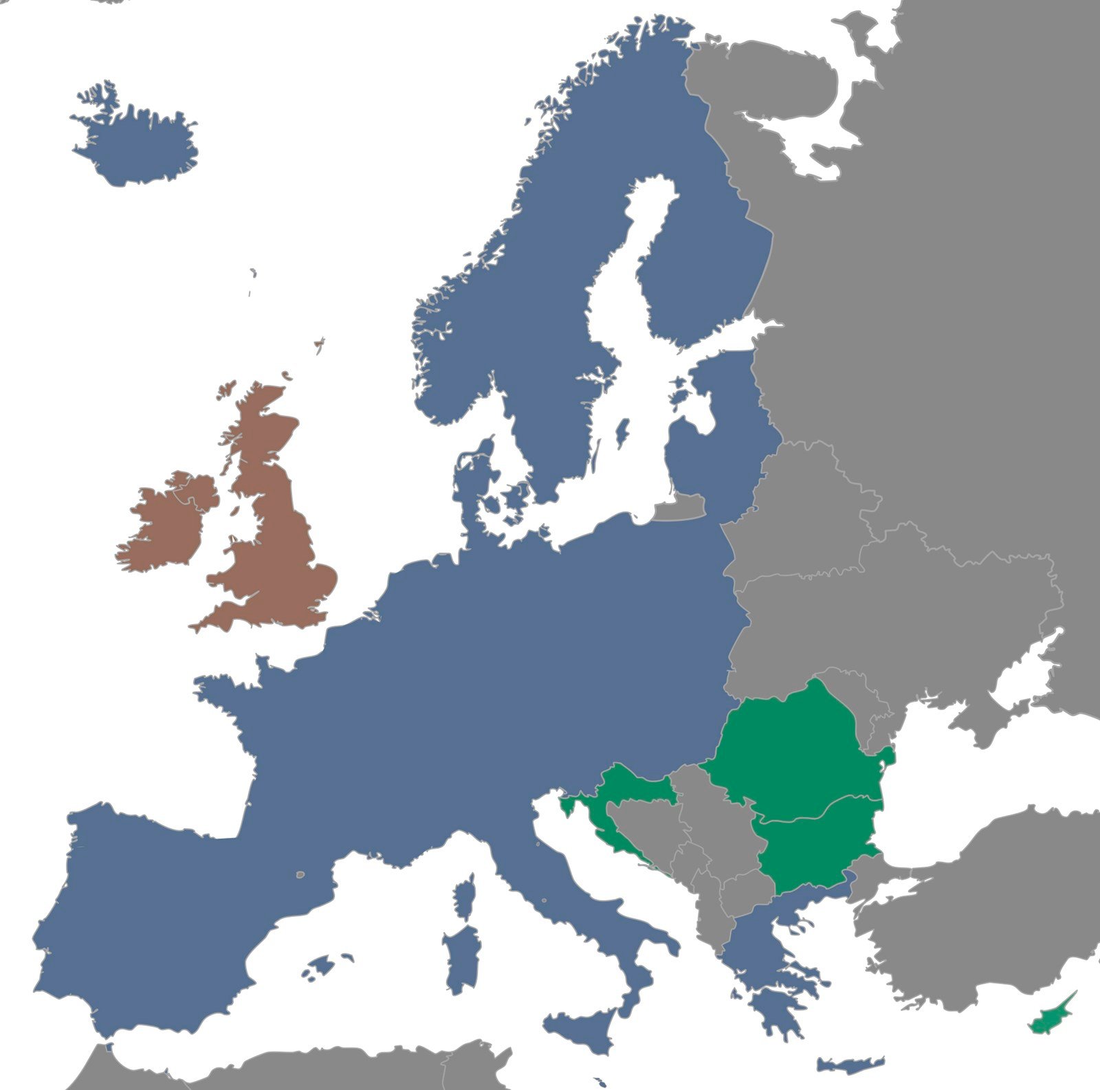 Kart over Schengen-området
