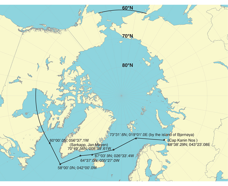 Figure 1.2 Area of application of the IMO Polar Code in Arctic waters.
