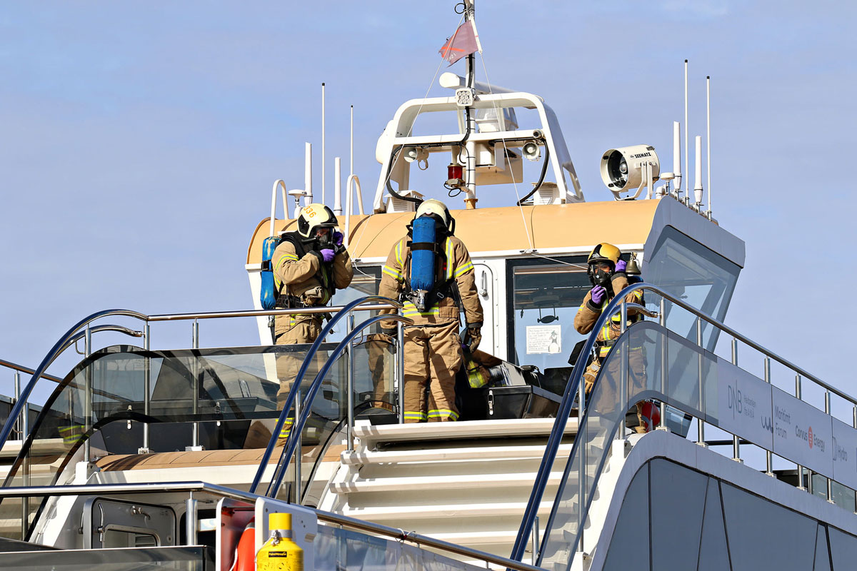 Figur 4.2 Brann- og redningsvesenet om bord på passasjerskipet Brim.