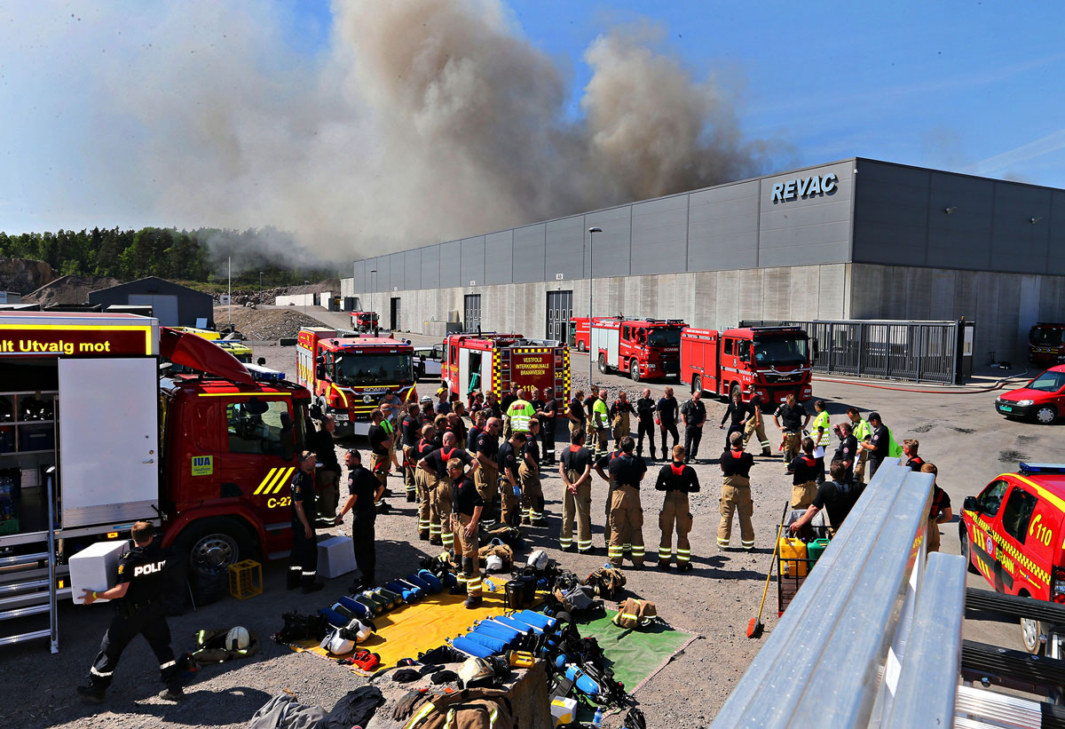 Figur 7.5 Brann i Revacs avfallsanlegg på Revetal i Vestfold i 2018.