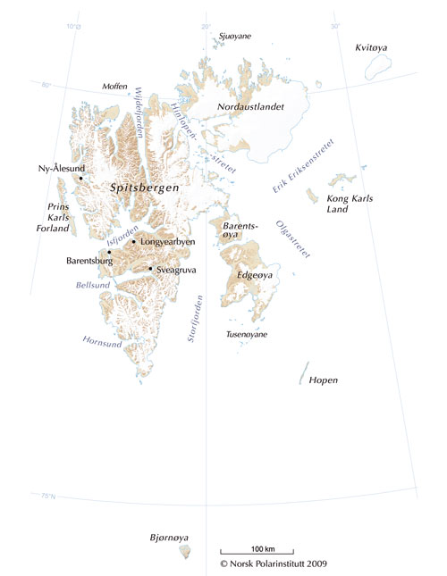 Figur 2.1 Kart over Svalbard