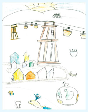 Figur 4.1 En av tre vinnere i tegnekonkurransen, «Mitt Svalbard – hvorfor
 Svalbard er et fint sted å bo», ved Longyearbyen
 skole.