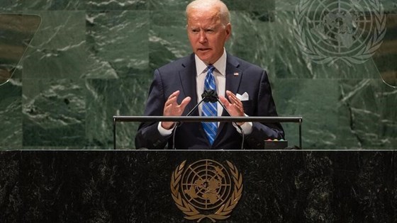 USA er tilbake på den internasjonale scenen bedyret president Biden under generaldebatten. Bilde: Cia Pak, FN