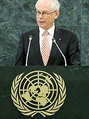 Herman Van Rompuy på talerstolen i FN