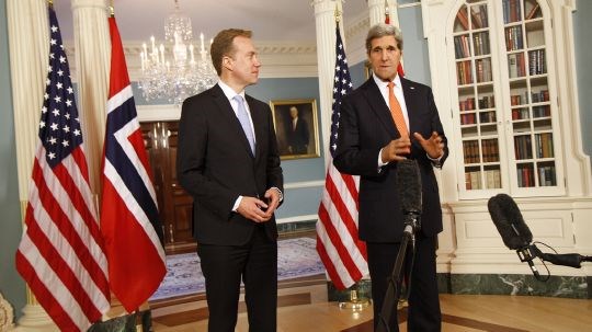 Utenriksminister Børge Brende møtte utenriksminister John Kerry i Washington 15. november 2013. Foto: R. Imerslund, Utenriksdepartementet