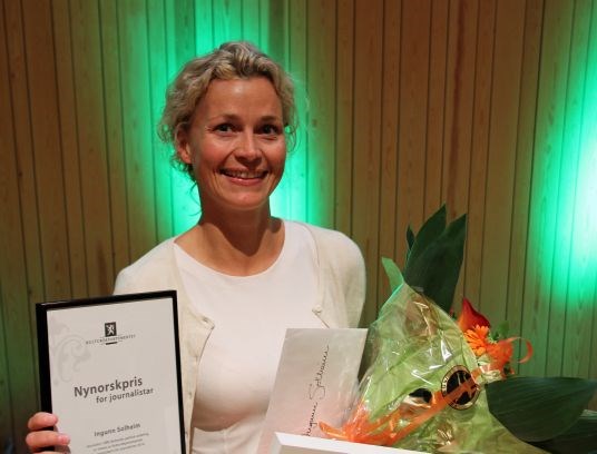 Vinnar av Kulturdepartementet sin nynorskpris 2014 Ingunn Solheim. 