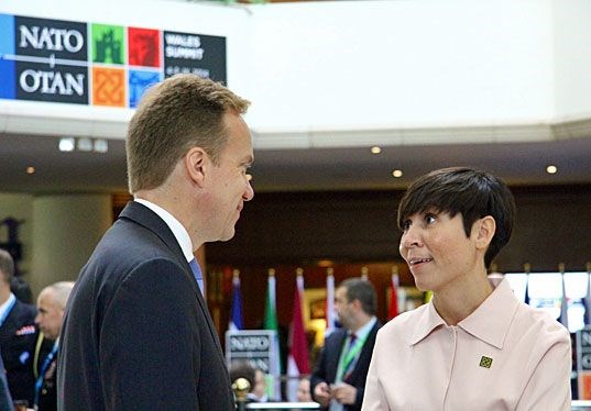 Utenriksminister Børge Brende og forsvarsminister Ine Eriksen Søreide under NATO-toppmøtet i september 2014.