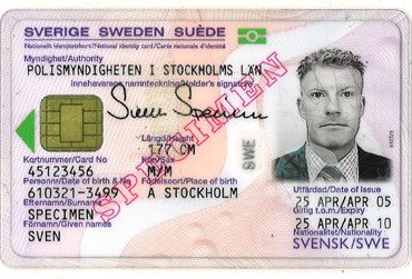 Eksempel på svensk ID-kort