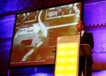 Kulturminister Trond Giske ved åpningen av konferansen Ny norsk arkitekturpolitikk. Foto: Roberto Di Trani