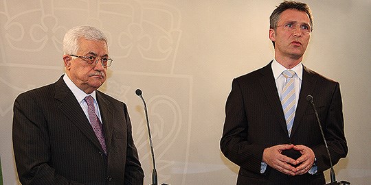 Palestinian President  Mahmoud Abbas met with Prime Minister Jens Stoltenberg in Oslo today. Photo: Office of the Prime Minister