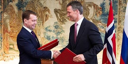 President Medvedjev og statsminister Stoltenberg. Foto: Scanpix