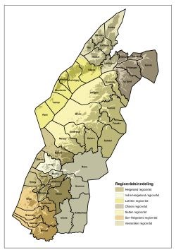 Regionale plannettverk - Figuren viser fylket inndelt i regioner 