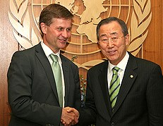Bilde: Situasjonen på Sri Lanka var blant temaene da Erik Solheim møtte FNs generalsekretær Ban Ki-moon. Foto: Ragnhild H. Simenstad, UD
