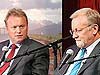 Bilde: Statssekretær Raymond Johansen sammen med lederen av International Crisis Group (ICG), Gareth Evans (Foto: Petter Foss/UD)