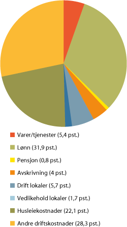 Figur 6.11 Kostnadsprofil og hovedarbeidsområde: kunst og kunstindustri i 2010