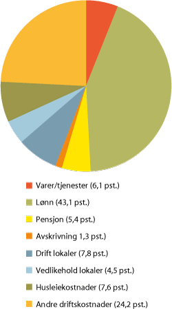 Figur 6.12 Kostnadsprofil og hovedarbeidsområde: blandet kunst- og kulturhistorisk i 2010