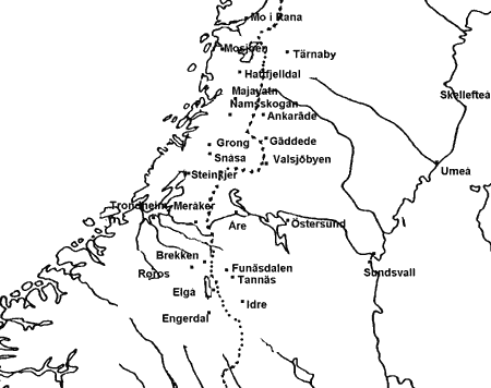 Figur 5.4 Det sørsamiske språkområdet