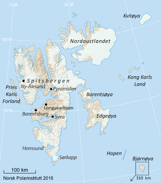 Figur 3.1 Kart over Svalbard
