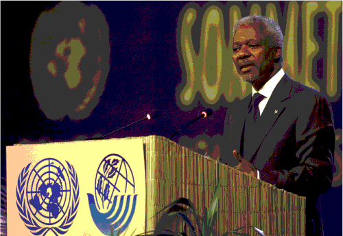 Figur 6.6 Verdenstoppmøtet i Johannesburg er et godt eksempel på FNs sentrale rolle i arbeidet for en bærekraftig utvikling
