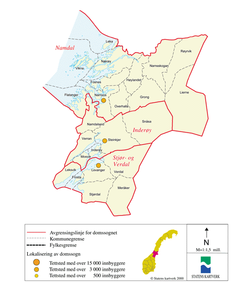 Figur 14.7 Kart over dagens domstolstruktur i Nord-Trøndelag
fylke