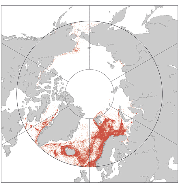 Figure 4.2 Fishing north of 60 degrees latitude (1 Oct. 2010–1 Oct. 2012)
