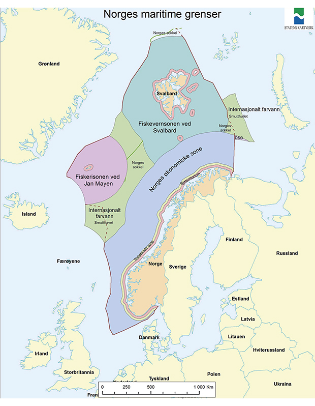 Figur 3.1 Norges maritime grenser