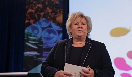 Prime minister Erna Solberg called for action for the oceans.
