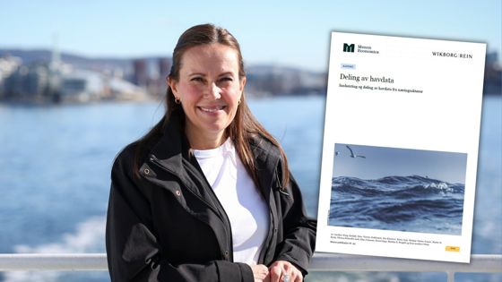 Fiskeri- og havministeren portrett med oslofjorden bak, og bilde av rapport-forsiden.