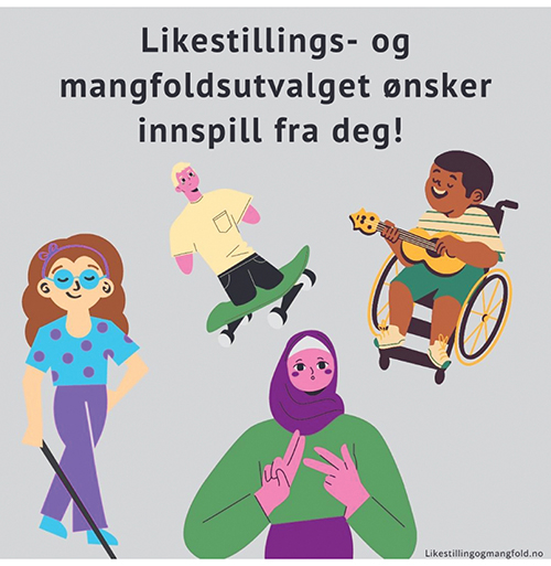 Figur 2.1 Likestillings- og mangfoldsutvalget ønsker innspill fra deg!