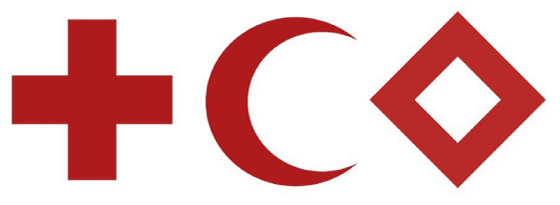 Figure 10.3 The red cross, the red crescent and the red crystal are protective emblems of equal status. The Norwegian forces chose to use the red cross in Afghanistan. 
