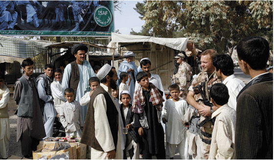 Figure 4.9 Norwegian soldiers patrolling the streets of Meymaneh
