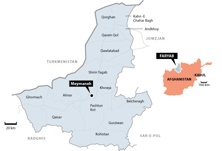 Figure 8.1 Map of Faryab province with district borders 
