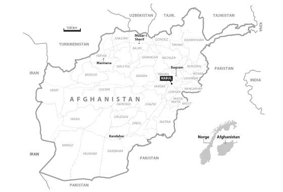 Figur 3.2 Kart over Afghanistan med provinsgrenser