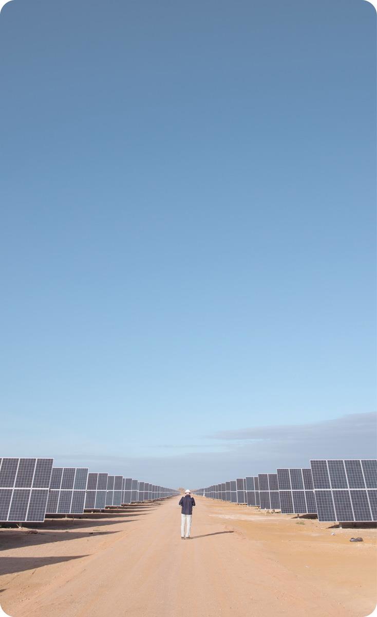 An industrial worker walks down a solar cell plant in Quixeré, in the state of Ceará in Brazil. The project is operated by Scatec Solar on behalf of Equinor.
