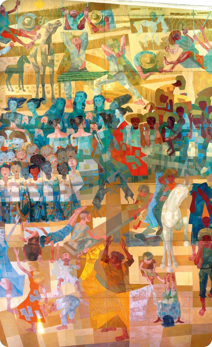 Veggmaleri med tittelen «Fred» gitt til FN i 1957 av Brasil (kunstner: Candido Portinari)