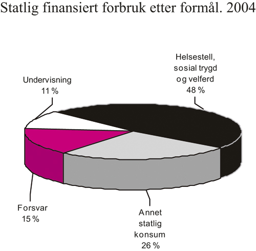 Figur 5.9 Sammensetningen av statlig finansiert forbruk etter formål.
 2004