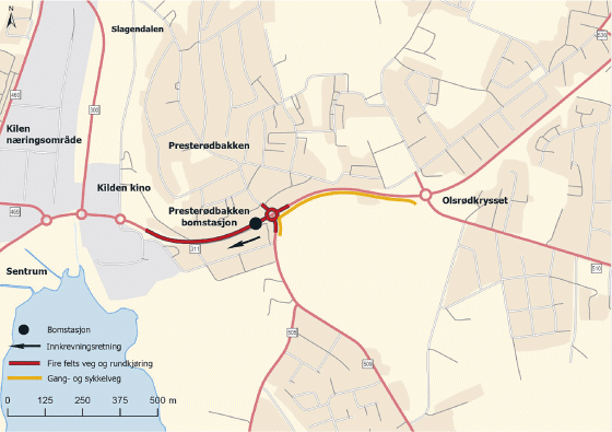 Figur 2.1 Utbyggingsområdet med bomstasjon 

