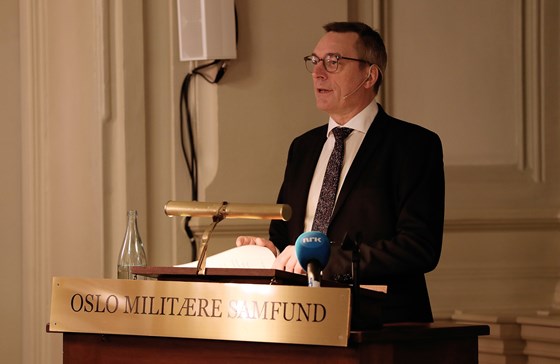 Forsvarsminister Frank Bakke-Jensen holdt sin årlige statusoppdatering i Oslo Militære Samfund 7. januar 2019.