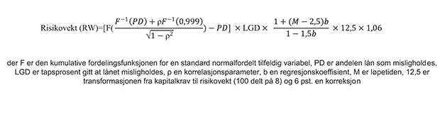 Figur 3.19 Formel for beregning av risikovekt