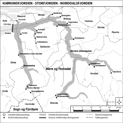 Figur 1.17 Kart over det utredete området Hjørundfjorden–Storfjorden–Norddalsfjorden