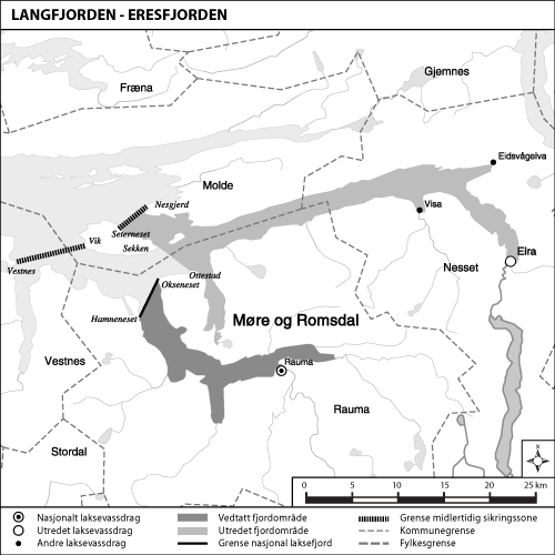 Figur 1.18 Kart over det utredete området Langfjorden–Eresfjorden